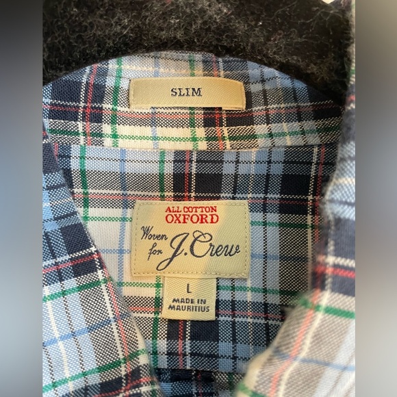 J crew all cotton oxford Men's Blue Plaid Shirt - Picture 5 of 12